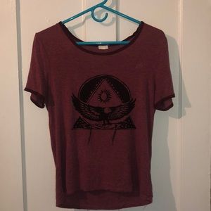 Short sleeved maroon T-shirt